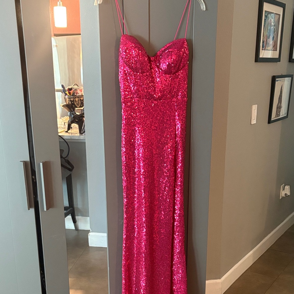 B Darlin Pink Sequin Prom Dress